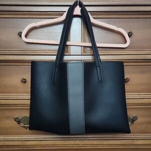 Vince Camuto Black and Gray Structured Tote
